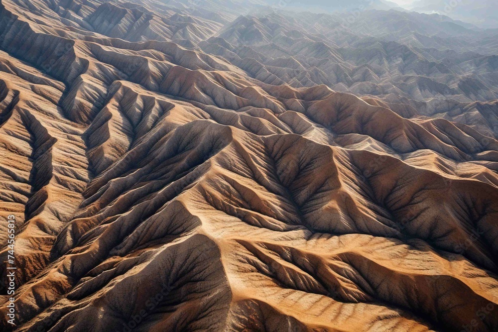 Serrated mountain ridges viewed from an aerial perspective Stock Photo ...