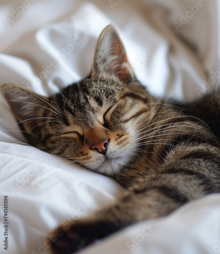 cat sleeping in bed © somruethai
