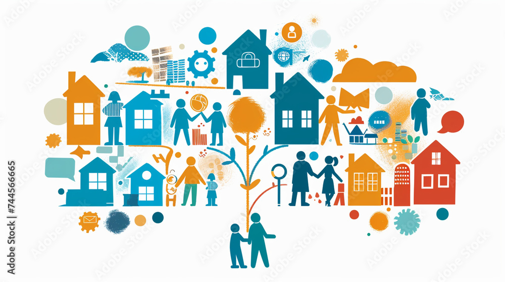 A colorful infographic highlighting the different dimensions of community care, including emotional support, access to resources, and advocacy for systemic change A colorful infographic highlighting the different dimensions of community care, including emotional support, access to resources, and advocacy for systemic change