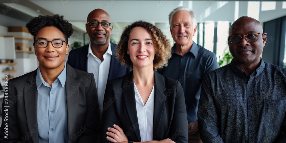 Five people diverse group of success business team Five people diverse group of success business team