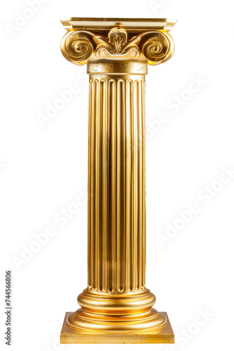 Gold pillar, isolated no background, transparent