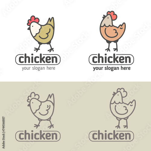 Chicken Logo Cartoon Character Doodle Rooster logo