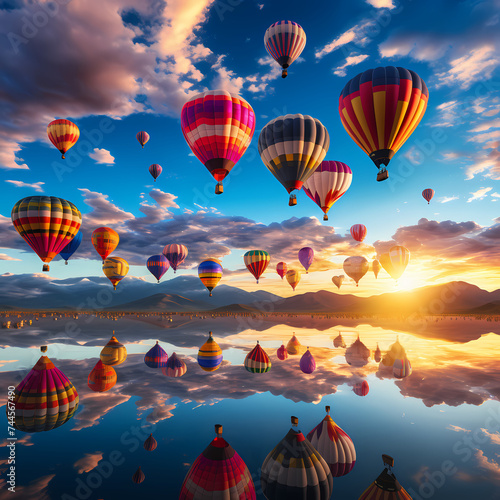 A colorful hot air balloon festival.