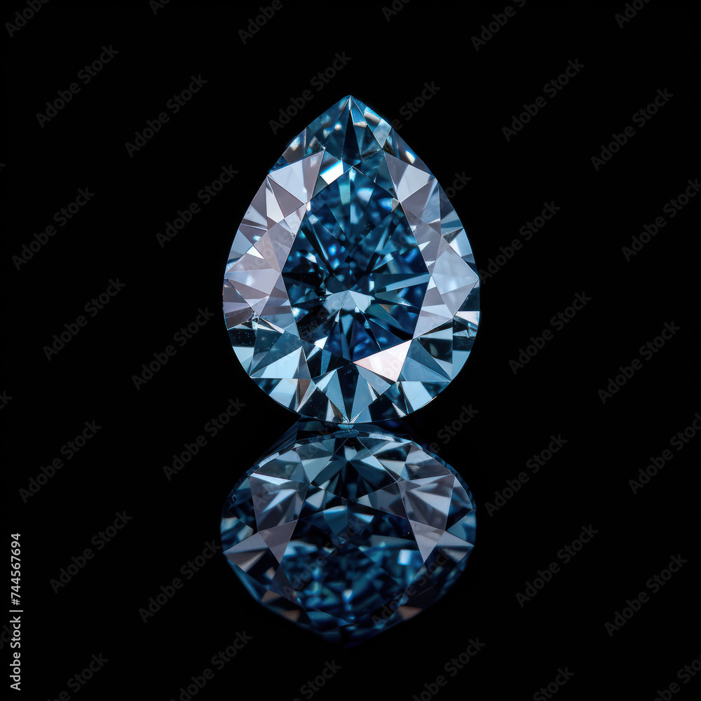 cut Blue Diamond gem of flawless quality on black background cut Blue Diamond gem of flawless quality on black background