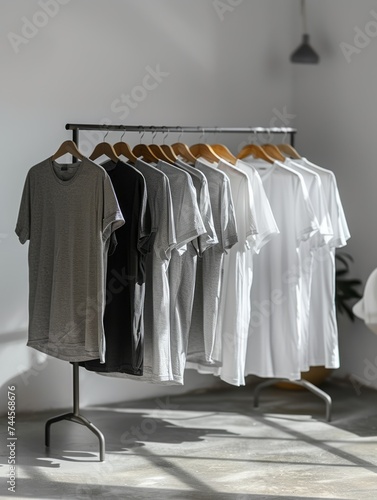  Flat T-Shirts on a Modern Rack © Jardel Bassi