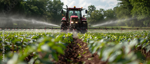  Traktor beim Sprühen von Pestiziden