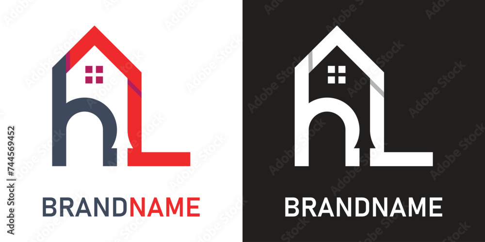 Letter hl home logo design template