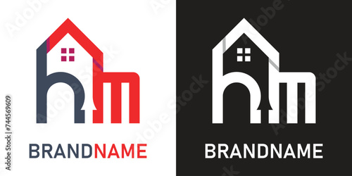 Letter hm home logo design template