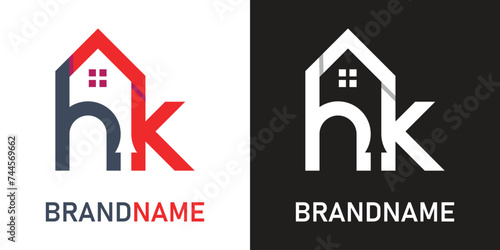 Letter hk home logo design template