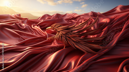 Luxurious Silk Fabric Textures in Red: Stunning Wave Design for Soft and Flowing Curtains, Backdrops, and Decorative Wallpaper Illustrations, generative AI