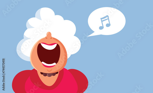 Funny Opera Performer Singing Loud Vector Cartoon Character. Cheerful singer having a great performance on stage 
