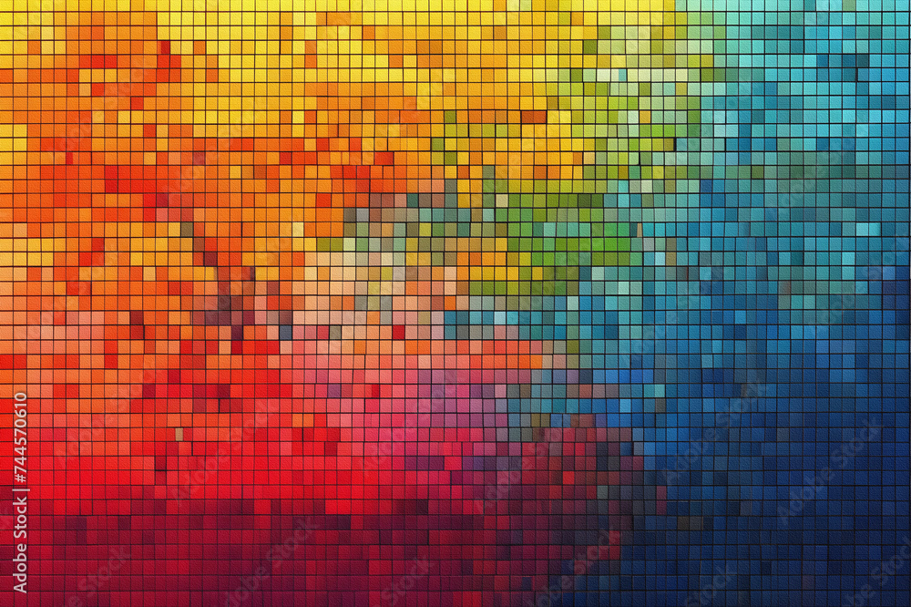 abstract colorful mosaic background, square pixel mosaic pattern