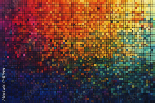 abstract colorful mosaic background  square pixel mosaic pattern