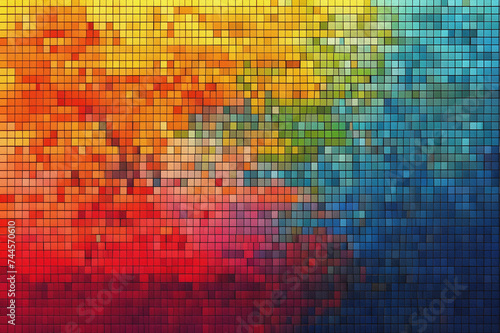 abstract colorful mosaic background, square pixel mosaic pattern