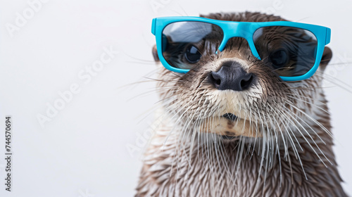 North American River Otter wearing sunglasses © visual magnet