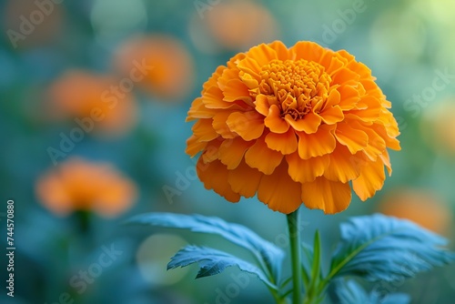 stylist and royal Marigold flowers or tagetes marigolds or ganda. Orange flower in garden photo