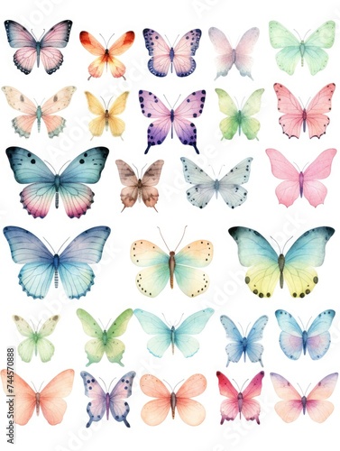 Diverse Group of Vibrant Butterflies Fluttering Together. Printable Wall Art.