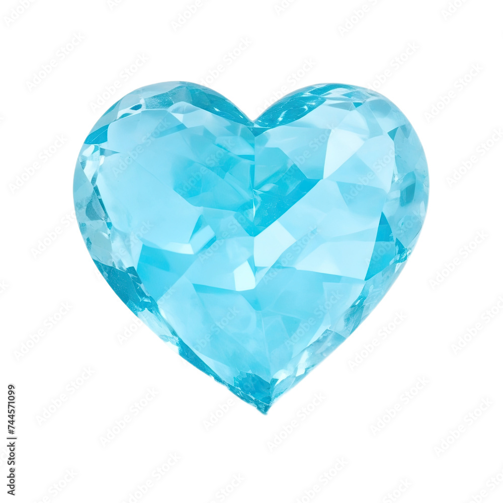 Fototapeta premium An aquamarine heart on a white background.