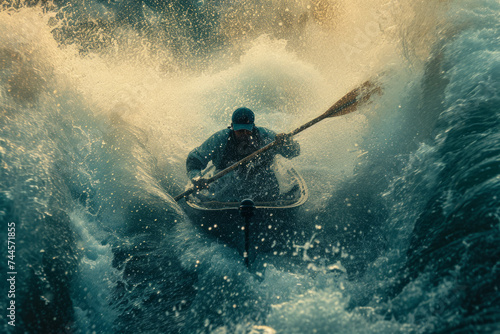 person riding a kayak photo