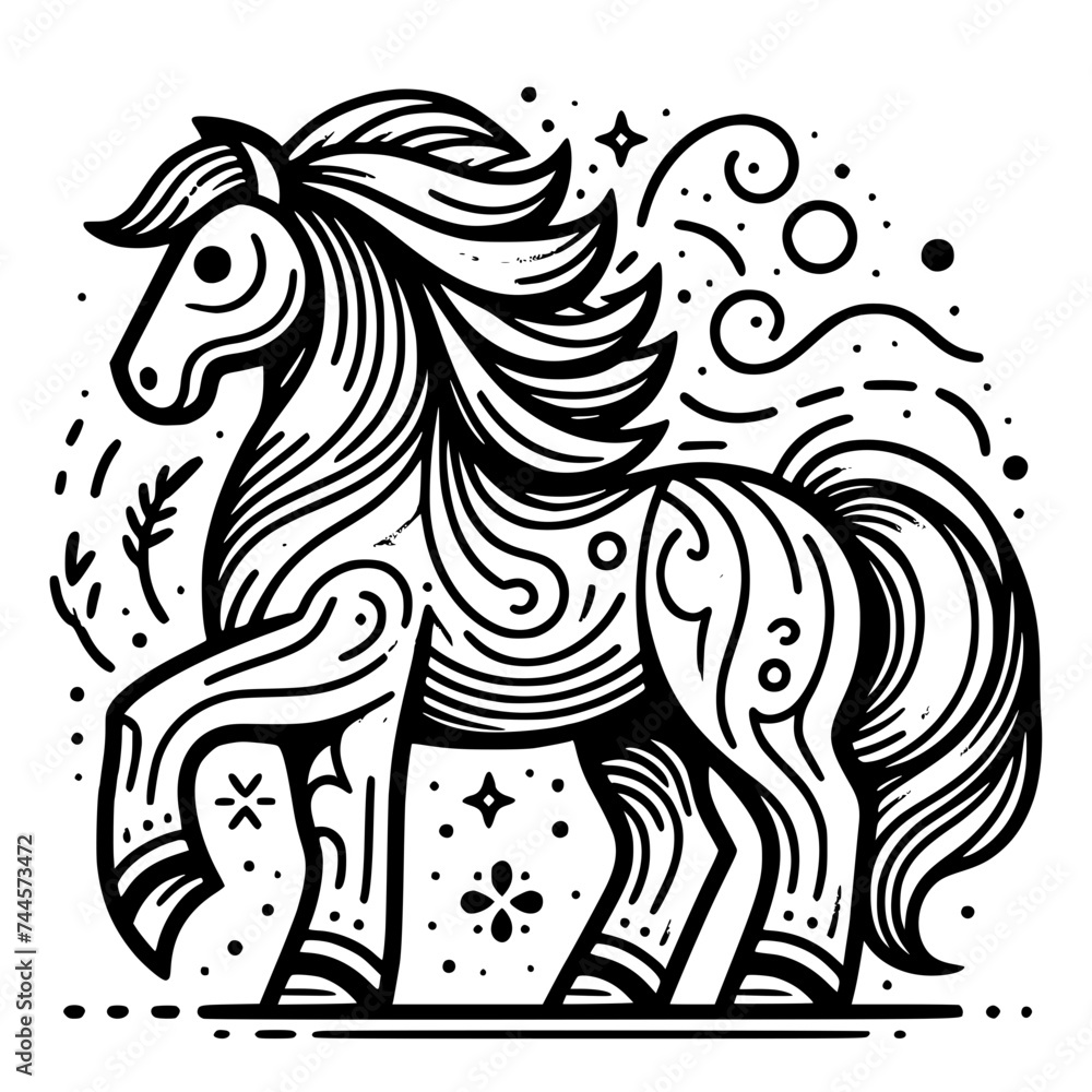 Doodle art of cute horse for your design