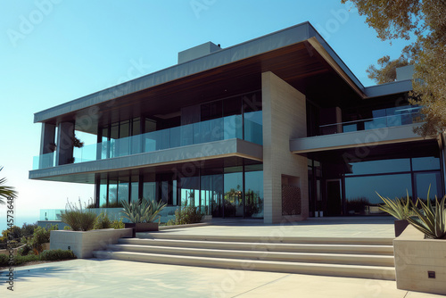 Oceanfront Majesty: Striking Concrete and Steel Mansion