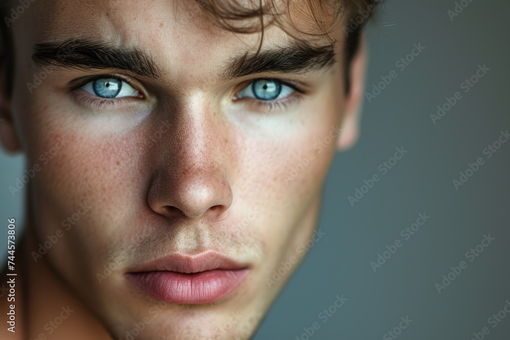 Fototapeta premium Portrait of cute 20 years old man with beautiful face