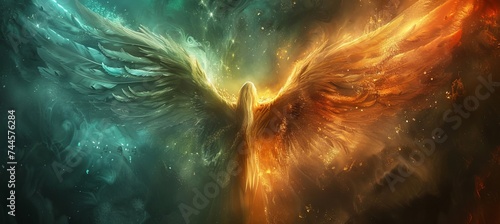 Phoenix immortal bird. Generative AI technology. © Hero Design