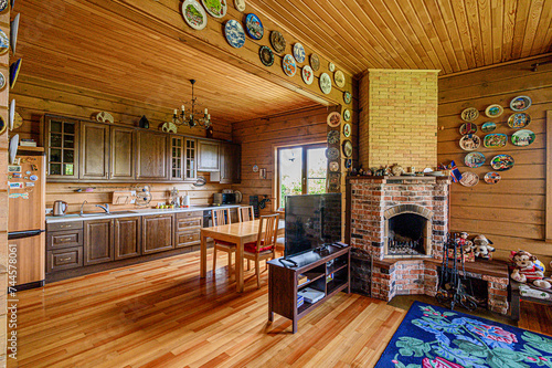 interior kitchen and dining room, refectory area, cooking equipment, table furniture, stove photo