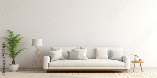 White living room interior with white sofa  space for text  photographic