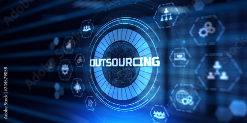 Outsourcing business finance technology recruitment HR concept.