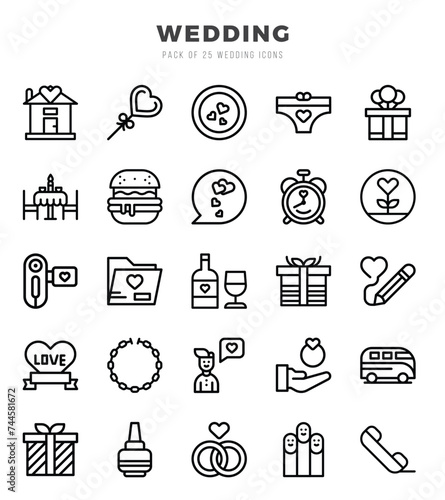 Wedding Lineal icons collection. 25 icon set. Vector illustration.