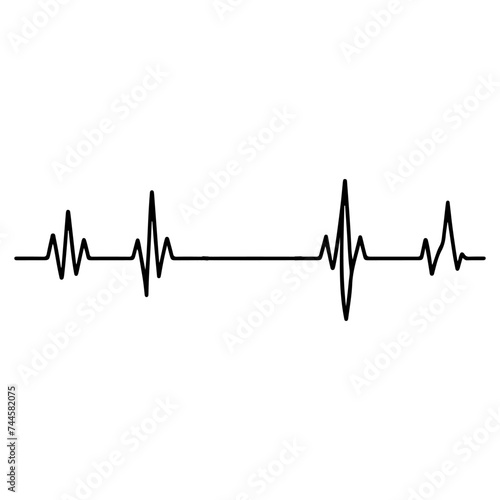 Heart beat with Wave graph pulse. Medicine concept. Continuous single black Lines drawing of doodle hand drawn Heart cardiogram icon Symbol in linear style Vector