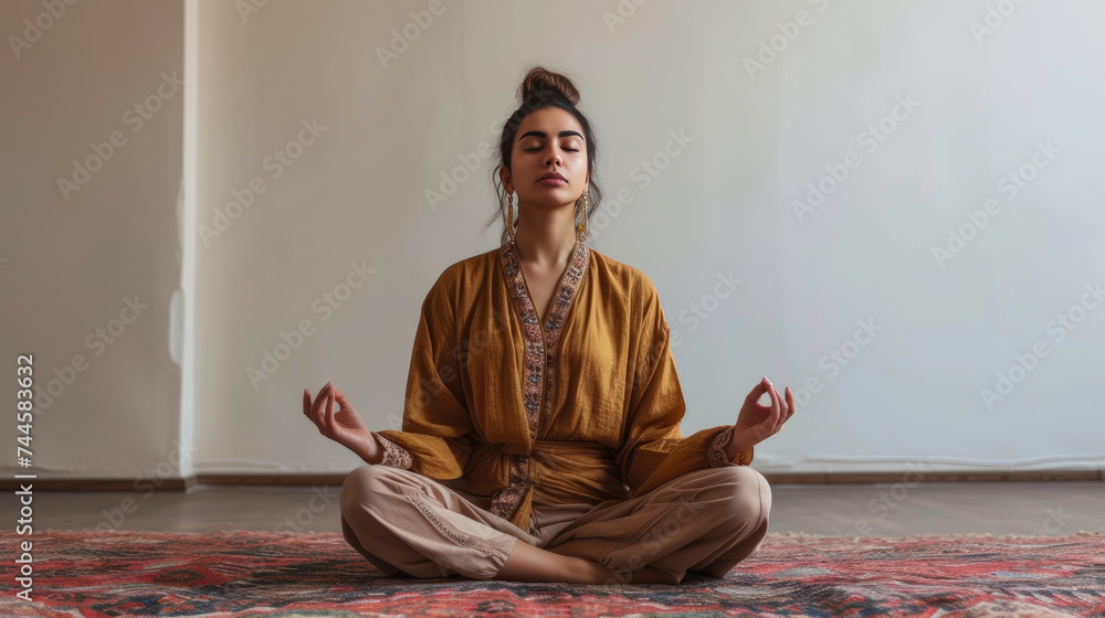 Inner Harmony: Pakistani Woman in Yoga Meditation Inner Harmony: Pakistani Woman in Yoga Meditation
