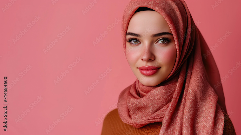 Elegant Muslim Woman in Hijab: Studio Portrait Elegant Muslim Woman in Hijab: Studio Portrait