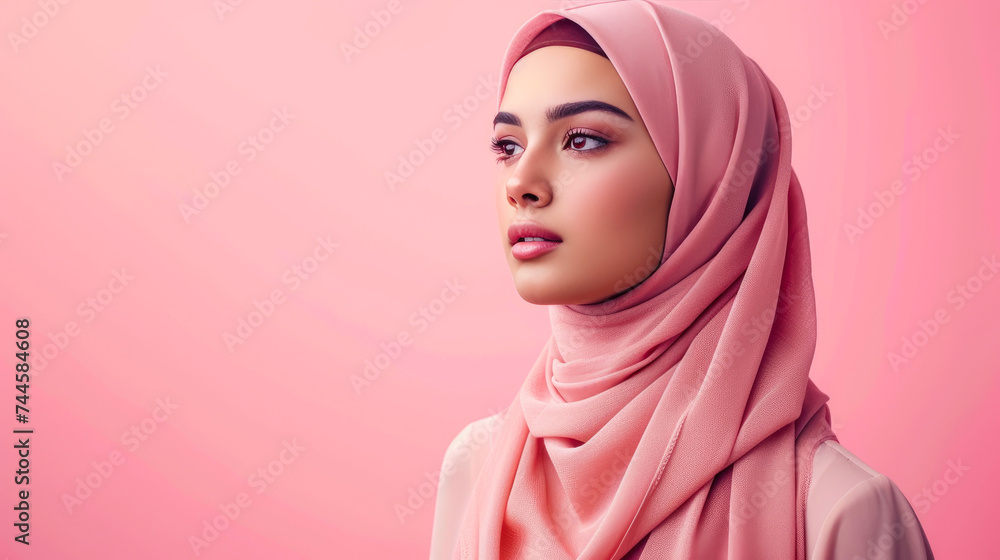 Traditional Elegance: Muslim Woman's Studio Portrait