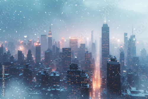 city in heavy snow