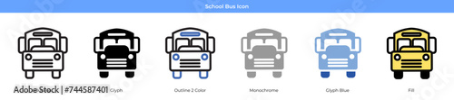 School Bus Icon Set