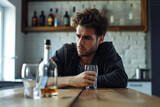 Alcohol's Embrace: Depressed Male Model Confronting Addiction