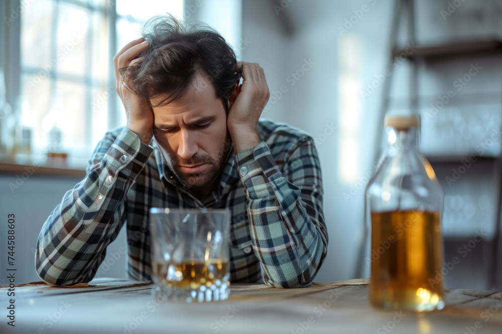 Alcohol Addiction: A Sad Portrait of Handsome Male Model Alcohol Addiction: A Sad Portrait of Handsome Male Model