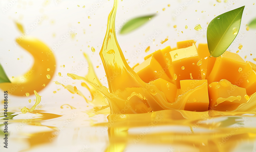 Pure Pleasure: Sweet Mango Juice, Naturally Fresh and Irresistible - obrazy, fototapety, plakaty 