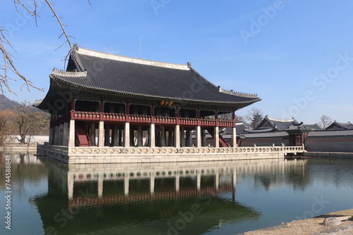 Photography Gyeonghoeru Pavilion, Gyeongbokgung Palace in Seoul, Korea