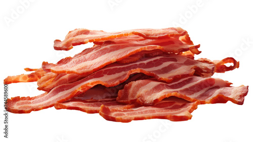 Bacon on white isolated on clear png background and transparent background. food drink and dessert concept for cafe and restaurent, AI generative. 