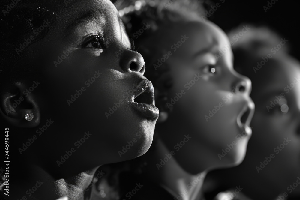 Group of children singing together, perfect for music or education concepts Group of children singing together, perfect for music or education concepts
