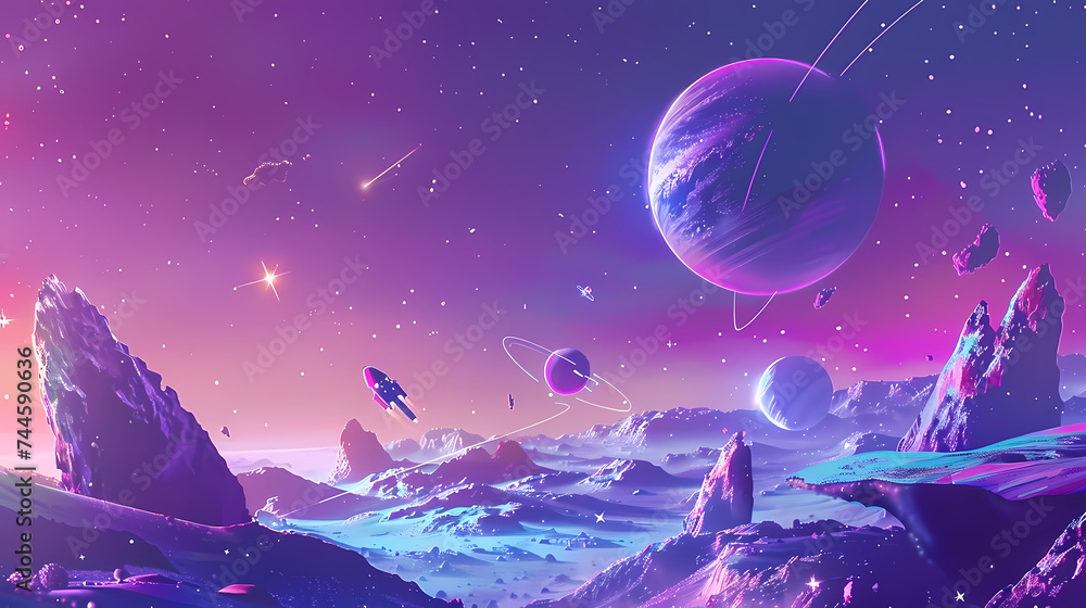 Cosmic Twilight Over Alien Landscape Cosmic Twilight Over Alien Landscape