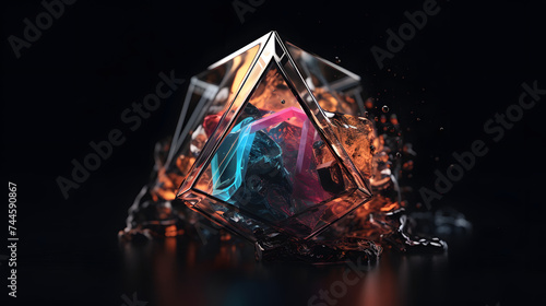  abstract animated logo with two glowing triangles
