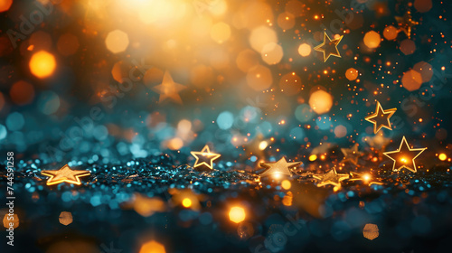 Beautiful blue and gold background with stars