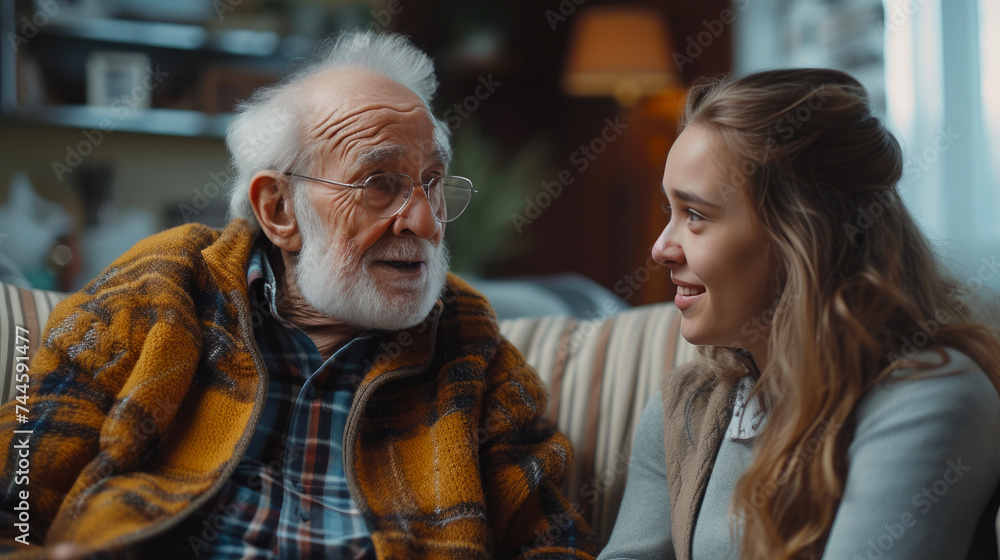 Joyful Elderly Individual Shares a Moment of Laughter with Care Provider