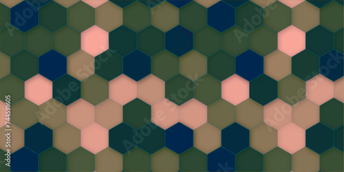 Retro geometric hexagon seamless pattern. 