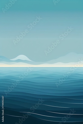 Abstract art of an ocean, minimalist style, vertical composition