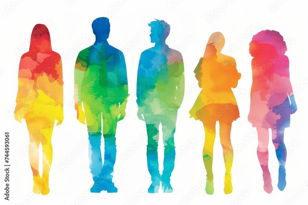 Obraz premium LGBTQ Pride gender questioning. Rainbow doodle colorful lgbtq+ avenue diversity Flag. Gradient motley colored idealization LGBT rights parade festival pluralism diverse gender illustration